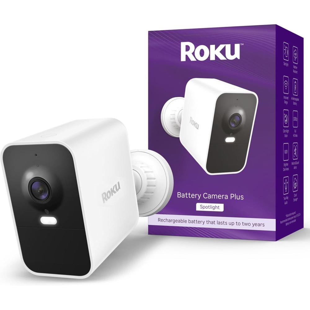 imageRoku Battery Camera Plus for Home Security  New 2025 WeatherResistant Outdoor ampamp Indoor Wireless Camera ampamp Pet Monitor with 1080p HD ampamp TwoWay Audio  4X Rechargeable Battery CapacityBattery Camera Plus