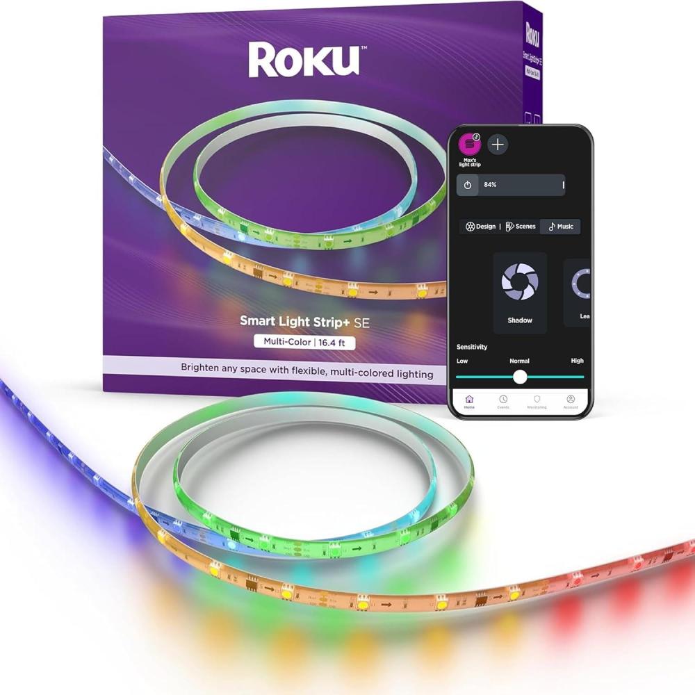 imageRoku Smart LED Light Strip 164ft  Color Options with Adjustable Brightness ampamp Temperature  Peel ampamp Stick WiFi Smart Strip Lights Works Voice Alexa ampamp Google Assistant  Smart Home ProductsMulticolor