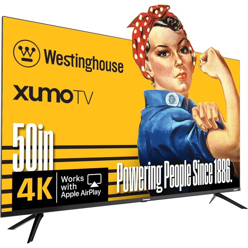 imageWestinghouse 24inch Smart TV HD Xumo TV with Voice Remote Flat Screen Television wDolby Atmos Bluetooth Apple AirPlay WiFi ampamp Mobile Connectivity50 Inch  4K