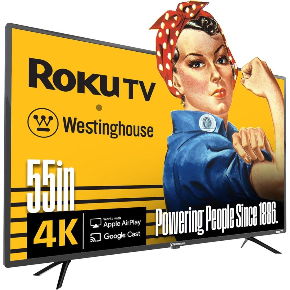 imageWestinghouse Roku TV  43 Inch Smart TV 4K UHD QLED Television wHDR 10 Dolby Vision WiFi ampamp Mobile App Connectivity Flat Screen Compatible wApple HomeKit Alexa ampamp Google Assistant55 Inch