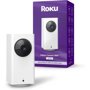 Roku Indoor Camera 360° for Home Security – Security Camera with 1080p HD Color Night Vision, Works with Alexa & Google, Motion Detection & Tracking – Pan & Tilt – 90-Day Subscription Included