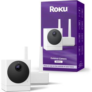 Roku Outdoor Camera for Home Security – IP65 Weather Resistance Wireless Security Camera with 1080p HD Night Vision, Works with Alexa & Google, Motion Detection – 90-Day Subscription Included, White