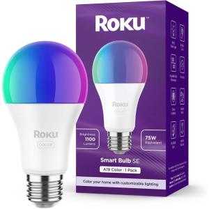 Roku Smart Light Bulbs (Color, 1-Pack) – Dimmable A19 Color Lightbulbs with Adjustable Brightness & Temperature – WiFi Smart Bulbs Works Voice, Alexa & Google Assistant – Smart Home Products(Multicolor)