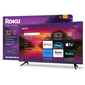 Roku Smart TV – 32-Inch Select Series 720p HD RokuTV with Roku Voice Remote, Bright Picture, Customizable Home Screen – Live Local News, Sports, Gaming