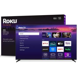 Roku Smart TV 2025 – 75-Inch Pro Series, Mini-LED TV – RokuTV with Backlit Voice Remote Pro – Flat Screen 4K QLED Television with 120Hz Refresh Rate & Dolby Vision IQ, Live News, Sports, Entertainment(TV only)