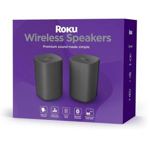 Roku Wireless Speakers (for Roku Streambars or Roku TV),Black 2 Count (Pack of 1)(2 Count (Pack of 1))