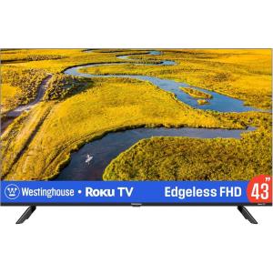 Westinghouse Edgeless Roku TV – 43 Inch Smart Television, 1080P LED FHD w/Wi-Fi & Mobile App Connectivity, Flat Screen Compatible w/Apple AirPlay, Alexa, & Google Assistant(43 Inch)