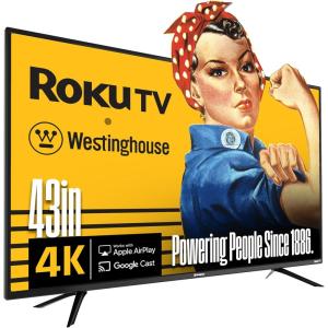 Westinghouse Roku TV – 43 Inch Smart TV, 4K UHD QLED Television w/HDR 10+, Dolby Vision, Wi-Fi & Mobile App Connectivity, Flat Screen Compatible w/Apple HomeKit, Alexa, & Google Assistant(43 Inch)