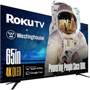 Westinghouse Roku TV – 43 Inch Smart TV, 4K UHD QLED Television w/HDR 10+, Dolby Vision, Wi-Fi & Mobile App Connectivity, Flat Screen Compatible w/Apple HomeKit, Alexa, & Google Assistant(65 Inch – QLED)