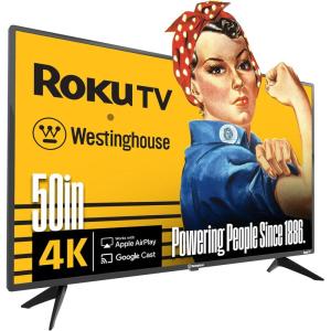 Westinghouse Roku TV – 43 Inch Smart TV, 4K UHD QLED Television w/HDR 10+, Dolby Vision, Wi-Fi & Mobile App Connectivity, Flat Screen Compatible w/Apple HomeKit, Alexa, & Google Assistant(50 Inch)