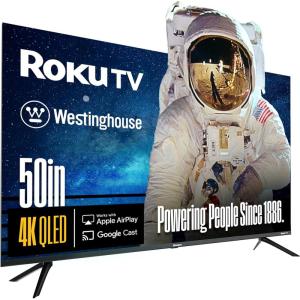 Westinghouse Roku TV – 43 Inch Smart TV, 4K UHD QLED Television w/HDR 10+, Dolby Vision, Wi-Fi & Mobile App Connectivity, Flat Screen Compatible w/Apple HomeKit, Alexa, & Google Assistant(50 Inch – QLED)