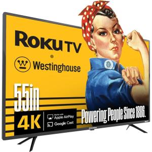 Westinghouse Roku TV – 43 Inch Smart TV, 4K UHD QLED Television w/HDR 10+, Dolby Vision, Wi-Fi & Mobile App Connectivity, Flat Screen Compatible w/Apple HomeKit, Alexa, & Google Assistant(55 Inch)