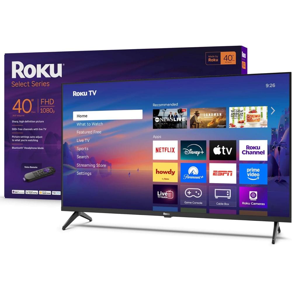 imageRoku Smart TV 2025 40Inch Select Series 1080p Full HD TV TV with Voice Remote Flat Screen LED Television with WiFi for Streaming Live Local News Sports Family Entertainment40