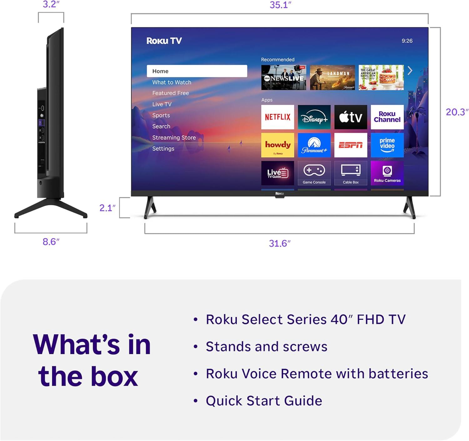 imageRoku Smart TV 2025 24Inch Select Series 720p HD TV Roku TV with Voice Remote Flat Screen LED Television with WiFi for Streaming Live Local News Sports Family Entertainment40