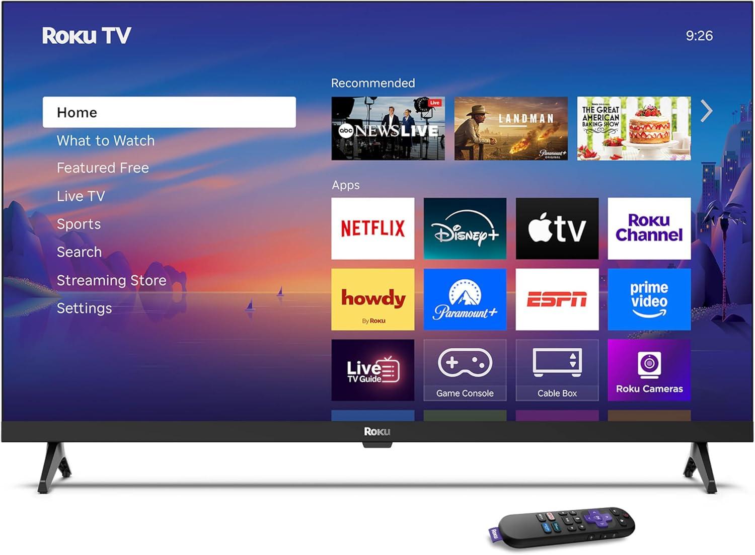 imageRoku Smart TV 2025 24Inch Select Series 720p HD TV Roku TV with Voice Remote Flat Screen LED Television with WiFi for Streaming Live Local News Sports Family Entertainment32