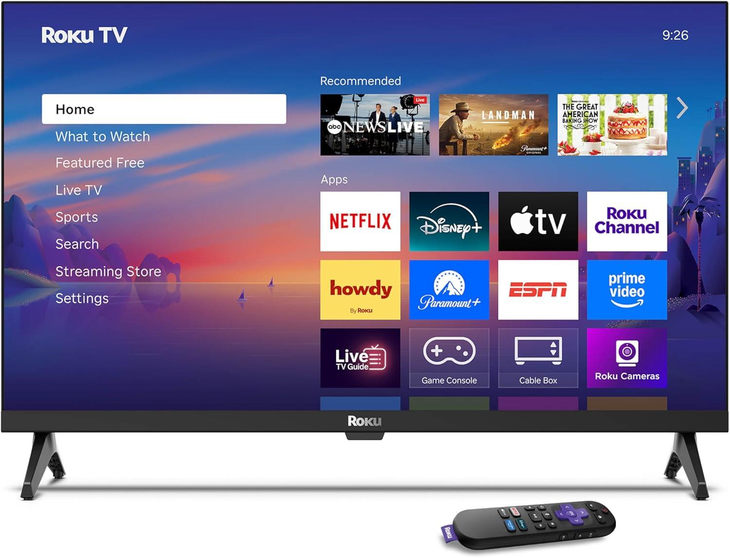 imageRoku Smart TV 2025 24Inch Select Series 720p HD TV Roku TV with Voice Remote Flat Screen LED Television with WiFi for Streaming Live Local News Sports Family Entertainment24