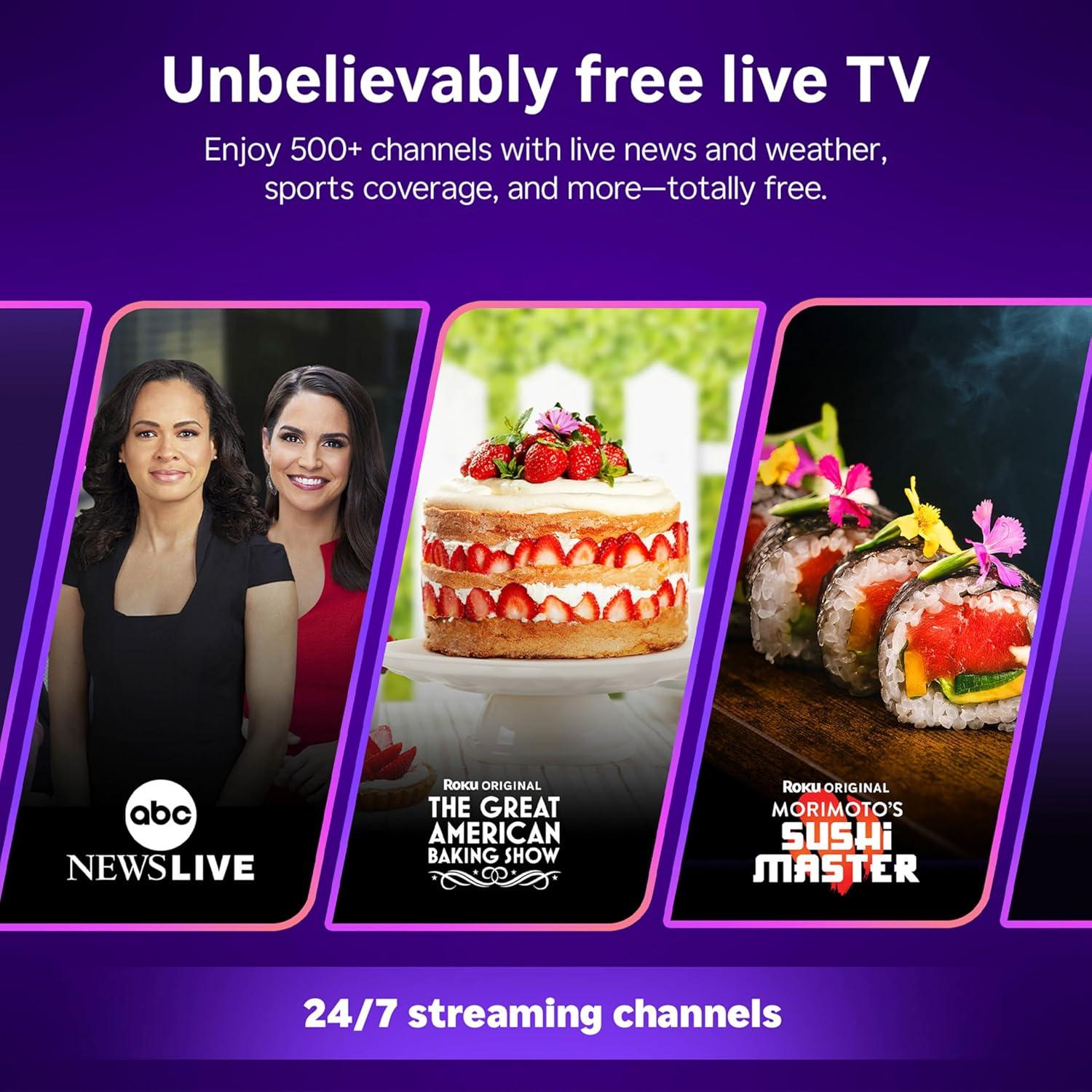 imageRoku Smart TV 2025 24Inch Select Series 720p HD TV Roku TV with Voice Remote Flat Screen LED Television with WiFi for Streaming Live Local News Sports Family Entertainment40