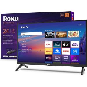 Roku Smart TV 2025 – 24-Inch Select Series, 720p HD TV – Roku TV with Voice Remote – Flat Screen LED Television with Wi-Fi for Streaming Live Local News, Sports, Family Entertainment(24″)