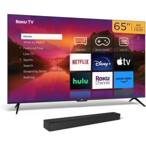 Roku 65″ Select Series Smart TV & Wireless Soundbar Bundle – RokuTV Audio