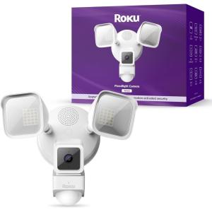 Roku Floodlight Camera for Home Security, Wired Outdoor Security Camera with 270° 1080p HD Night Vision, Dimmable Floodlights, Motion & Sound Detection, Remote Monitoring, 90-Day Subscription Included