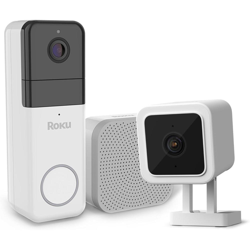 image:imageRoku 1080p HD Wired Outdoor Camera amp Smart Home Wireless Video Doorbell Bundle