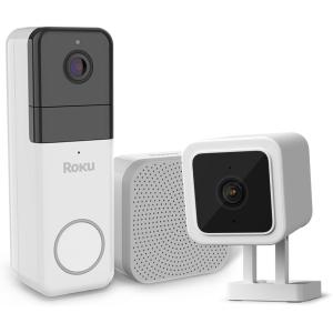 Roku 1080p HD Wired Outdoor Camera & Smart Home Wireless Video Doorbell Bundle