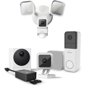 Roku Indoor Camera, Wireless Video Doorbell, Outdoor Camera, Floodlight Camera, & Smart Plug Bundle