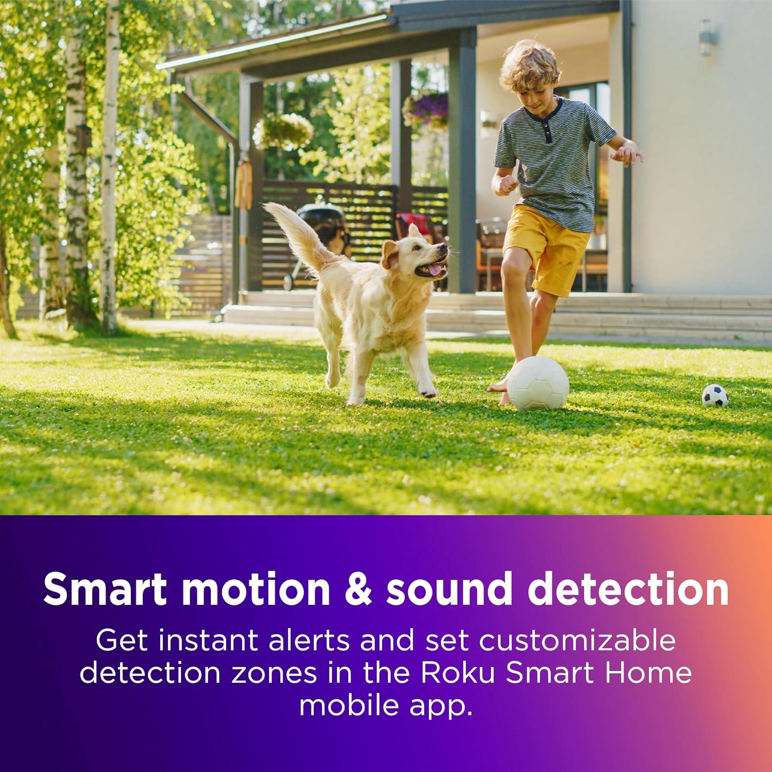 image:imageRoku Outdoor Camera No Base for Home Security Security Camera with HD Night Vision Works with Google Motion Detection amp 2Way Audio 90Day Subscription Included