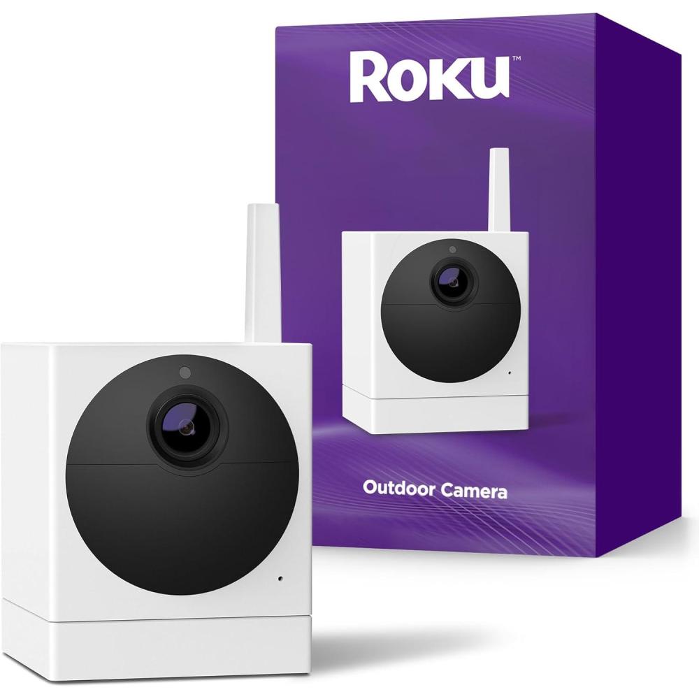 image:imageRoku Outdoor Camera No Base for Home Security Security Camera with HD Night Vision Works with Google Motion Detection amp 2Way Audio 90Day Subscription Included
