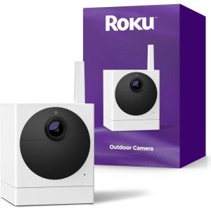 Roku Outdoor Camera (No Base) for Home Security – Security Camera with HD Night Vision, Works with Google, Motion Detection & 2-Way Audio – 90-Day Subscription Included