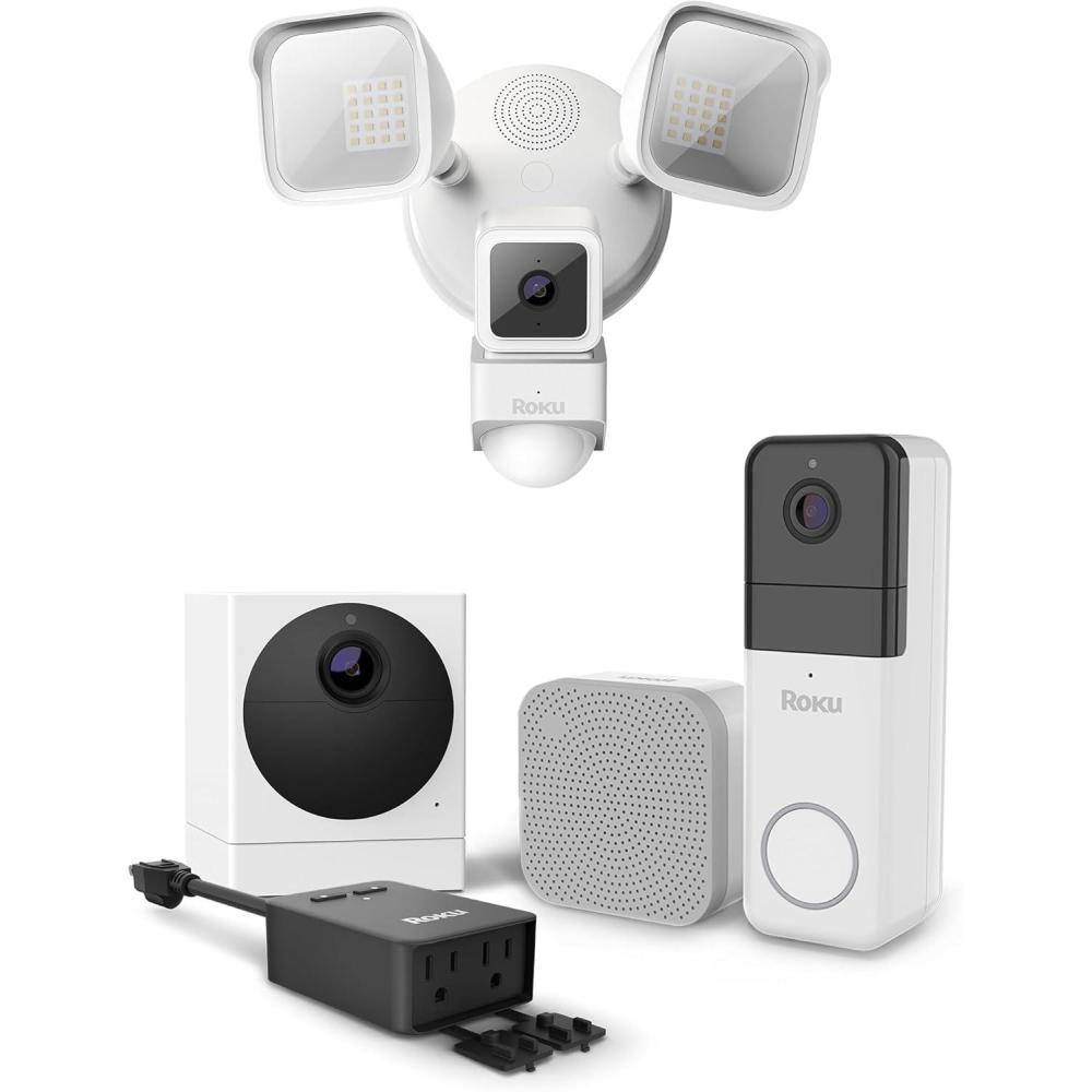 image:imageRoku Wireless Video Doorbell Outdoor Camera Floodlight Camera amp Smart Plug Bundle
