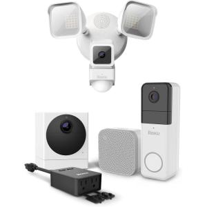 Roku Wireless Video Doorbell, Outdoor Camera, Floodlight Camera, & Smart Plug Bundle