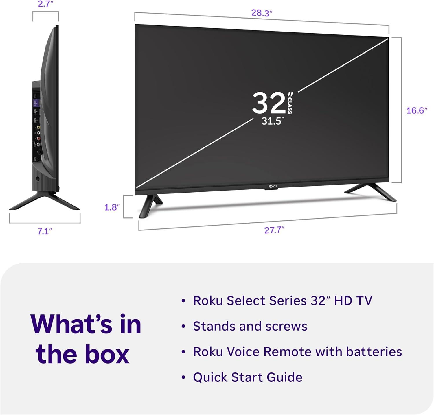 image:imageRoku Smart TV 2026 32Inch Select Series 720p HD TV RokuTV with Voice Remote Flat Screen LED Television with WiFi for Streaming Live Local News Sports amp Movies Bluetooth Headphone Mode32