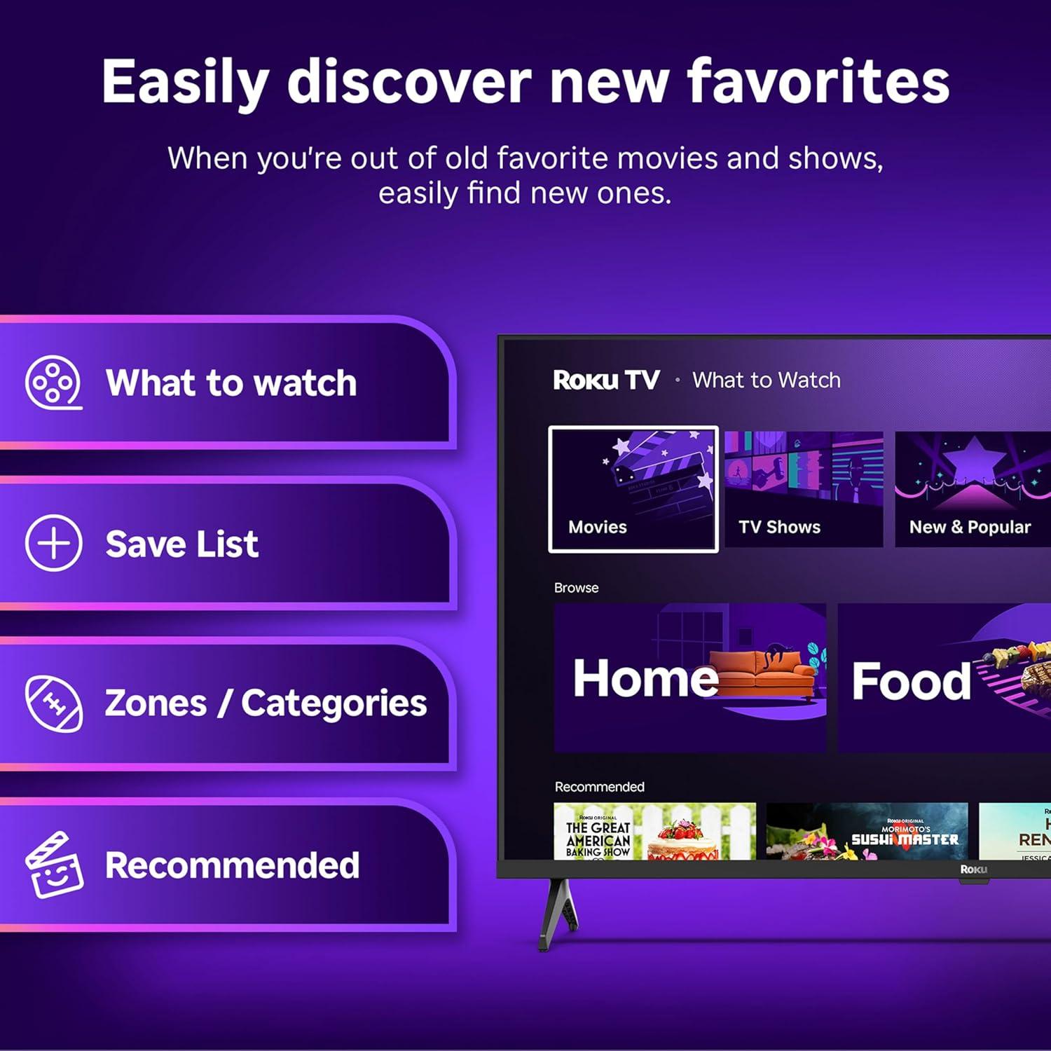 image:imageRoku Smart TV 2026 32Inch Select Series 720p HD TV RokuTV with Voice Remote Flat Screen LED Television with WiFi for Streaming Live Local News Sports amp Movies Bluetooth Headphone Mode32