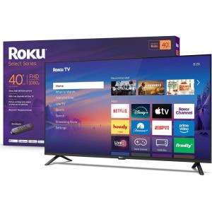 Roku Smart TV 2026 – 32-Inch Select Series, 720p HD TV – RokuTV with Voice Remote – Flat Screen LED Television with Wi-Fi for Streaming Live Local News, Sports, & Movies – Bluetooth Headphone Mode(40″)