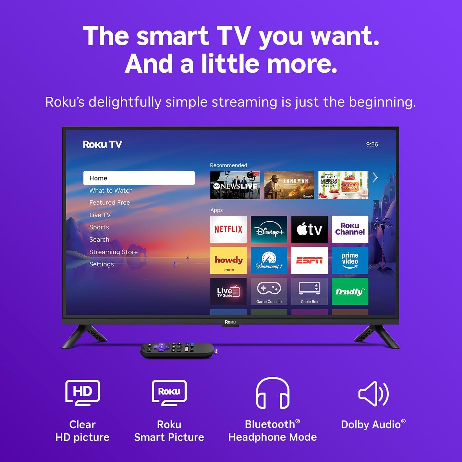 image:imageRoku Smart TV 2026 32Inch Select Series 1080p Full HD TV Roku TV with Voice Remote Flat Screen LED Television with WiFi for Streaming Live Local News Sports amp Movies Bluetooth Headphone Mode32
