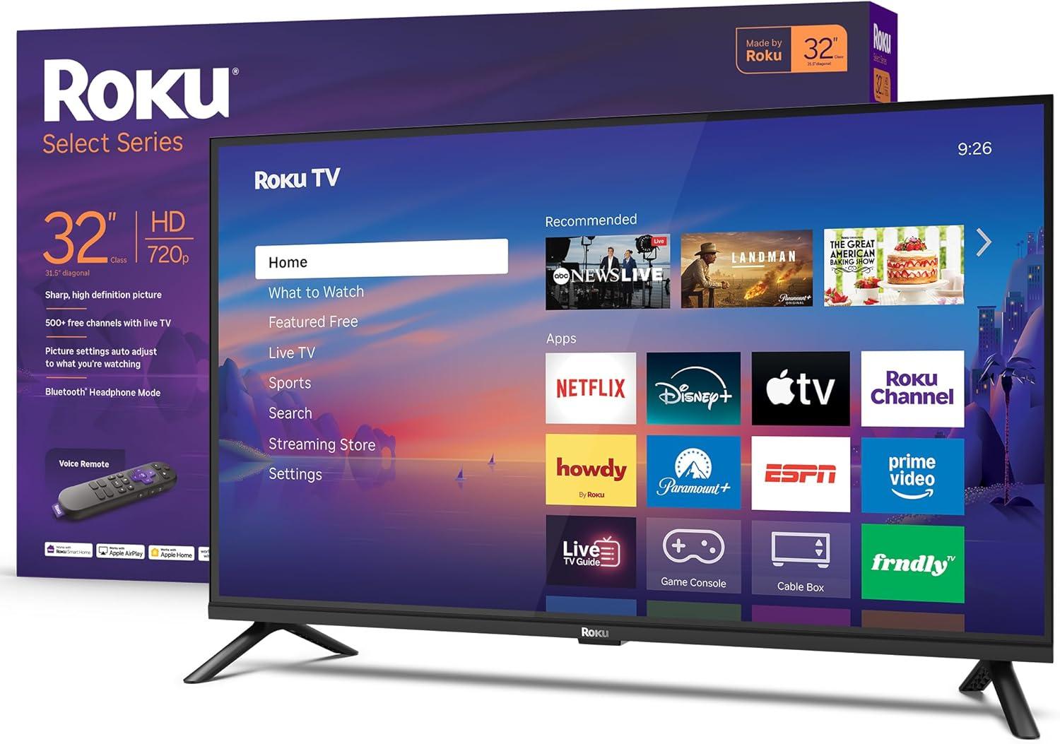 image:imageRoku Smart TV 2026 32Inch Select Series 1080p Full HD TV Roku TV with Voice Remote Flat Screen LED Television with WiFi for Streaming Live Local News Sports amp Movies Bluetooth Headphone Mode32