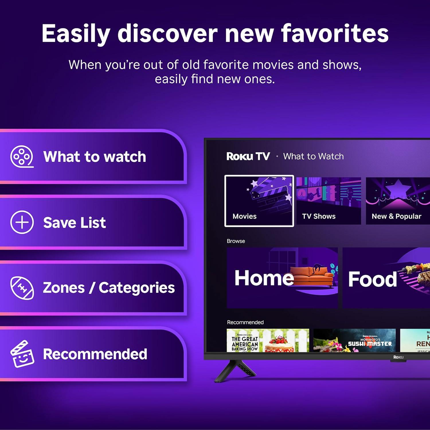 image:imageRoku Smart TV 2026 32Inch Select Series 1080p Full HD TV Roku TV with Voice Remote Flat Screen LED Television with WiFi for Streaming Live Local News Sports amp Movies Bluetooth Headphone Mode40