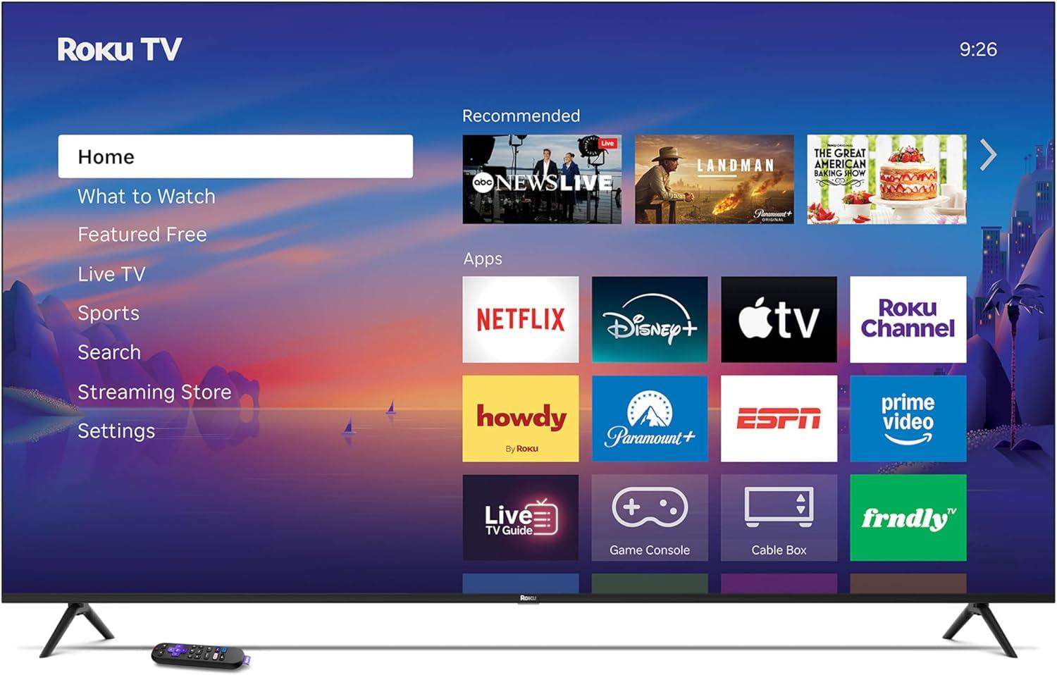 image:imageRoku Smart TV 2026 75Inch Select Series 4K QLED TV Roku TV with Voice Remote Flat Screen QLED Television with WiFi for Streaming Live Local News Sports amp Movies Bluetooth Headphone Mode4K QLED