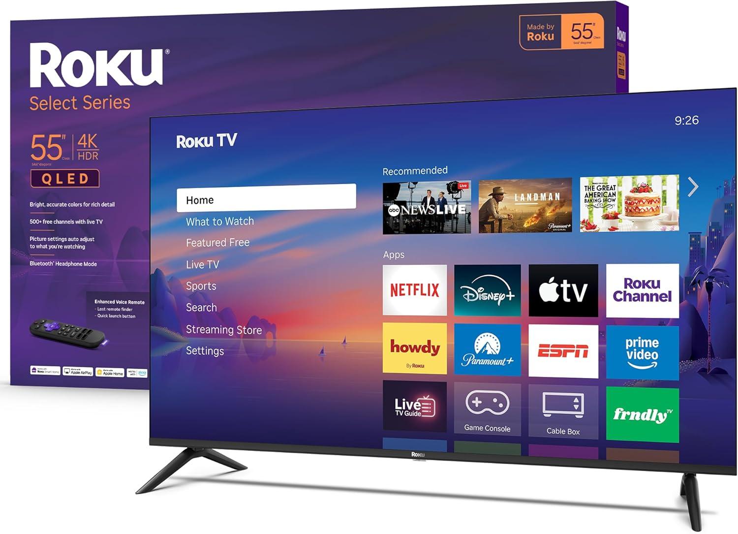image:imageRoku Smart TV 2026 75Inch Select Series 4K QLED TV Roku TV with Voice Remote Flat Screen QLED Television with WiFi for Streaming Live Local News Sports amp Movies Bluetooth Headphone Mode4K QLED