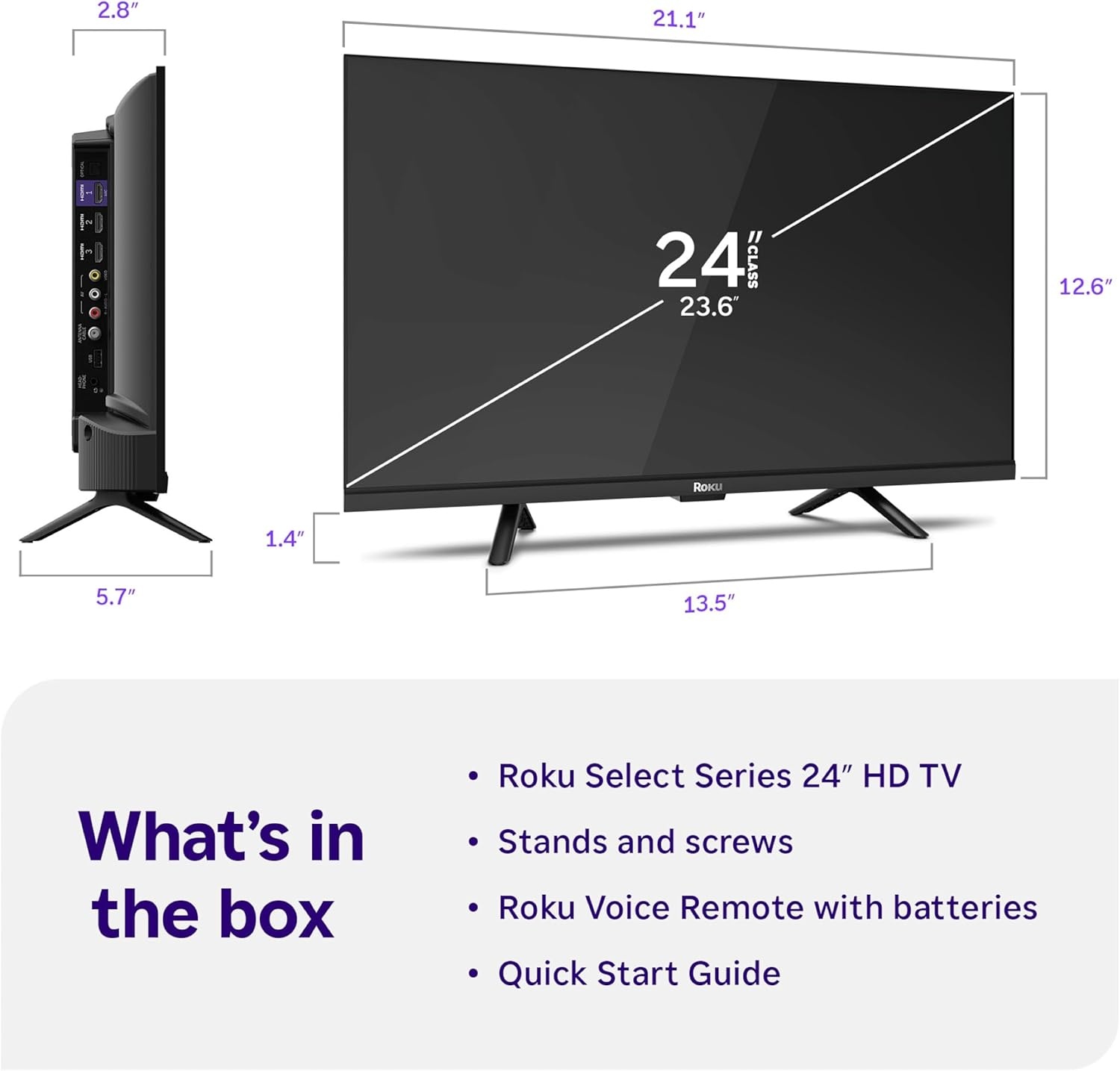 image:imageRoku Smart TV 2026 24Inch Select Series 720p HD TV Roku TV with Voice Remote Flat Screen LED Television with WiFi for Streaming Live Local News Sports amp Movies Bluetooth Headphone Mode24