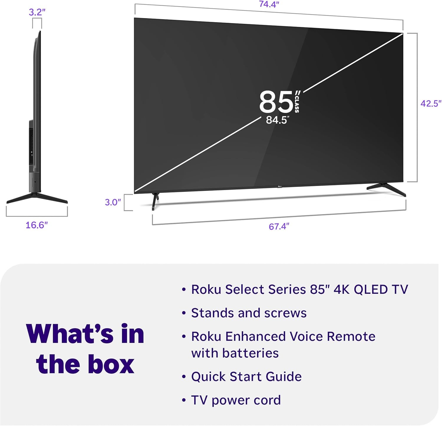 image:imageRoku Smart TV 2026 85Inch Select Series 4K QLED TV Roku TV with Voice Remote Flat Screen QLED Television with WiFi for Streaming Live Local News Sports amp Movies Bluetooth Headphone Mode4K QLED