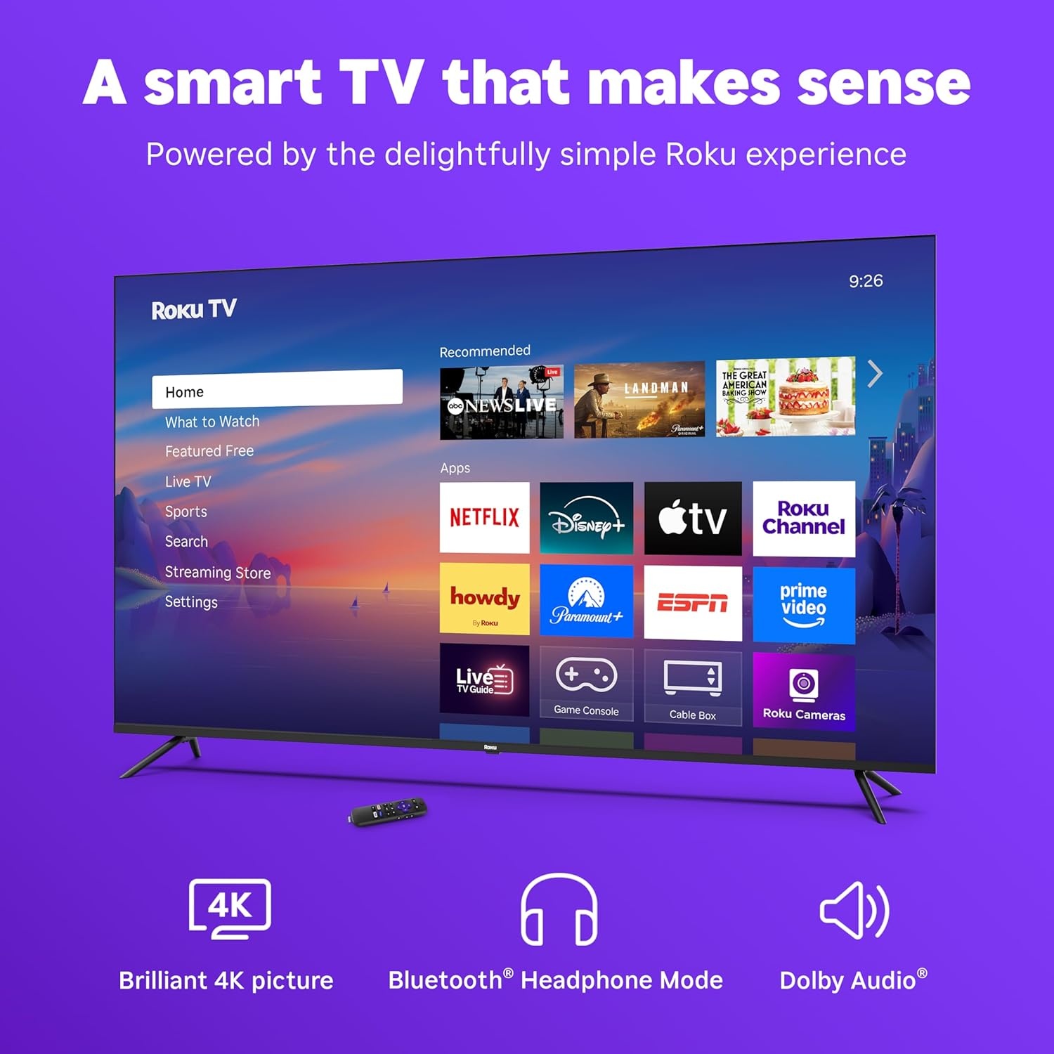 image:imageRoku Smart TV 2026 85Inch Select Series 4K QLED TV Roku TV with Voice Remote Flat Screen QLED Television with WiFi for Streaming Live Local News Sports amp Movies Bluetooth Headphone Mode4K