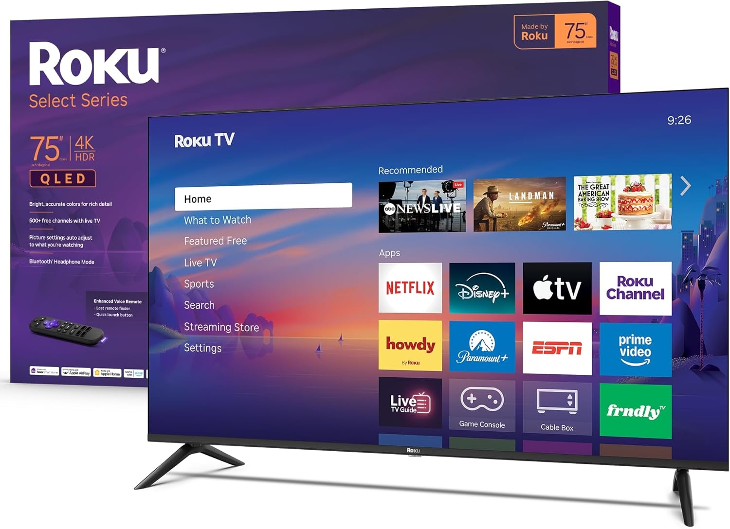 image:imageRoku Smart TV 2026 85Inch Select Series 4K QLED TV Roku TV with Voice Remote Flat Screen QLED Television with WiFi for Streaming Live Local News Sports amp Movies Bluetooth Headphone Mode4K QLED