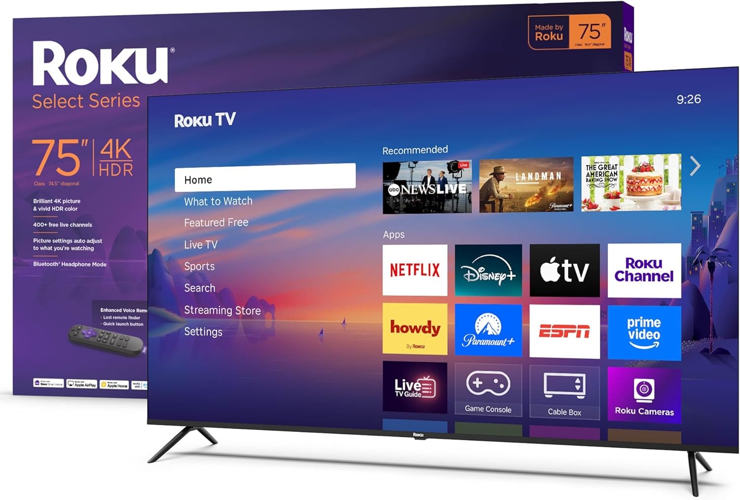 image:imageRoku Smart TV 2026 85Inch Select Series 4K QLED TV Roku TV with Voice Remote Flat Screen QLED Television with WiFi for Streaming Live Local News Sports amp Movies Bluetooth Headphone Mode4K