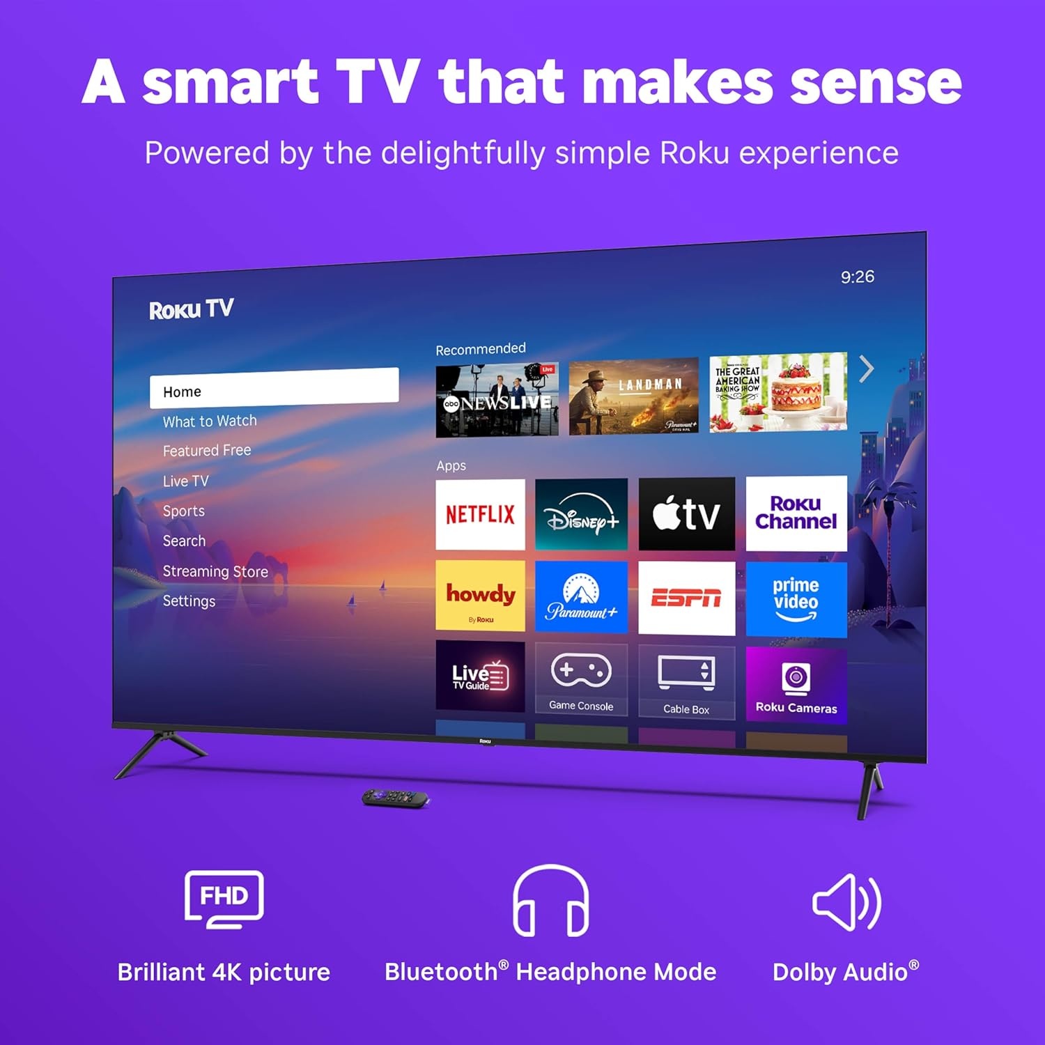 image:imageRoku Smart TV 2026 85Inch Select Series 4K QLED TV Roku TV with Voice Remote Flat Screen QLED Television with WiFi for Streaming Live Local News Sports amp Movies Bluetooth Headphone Mode4K