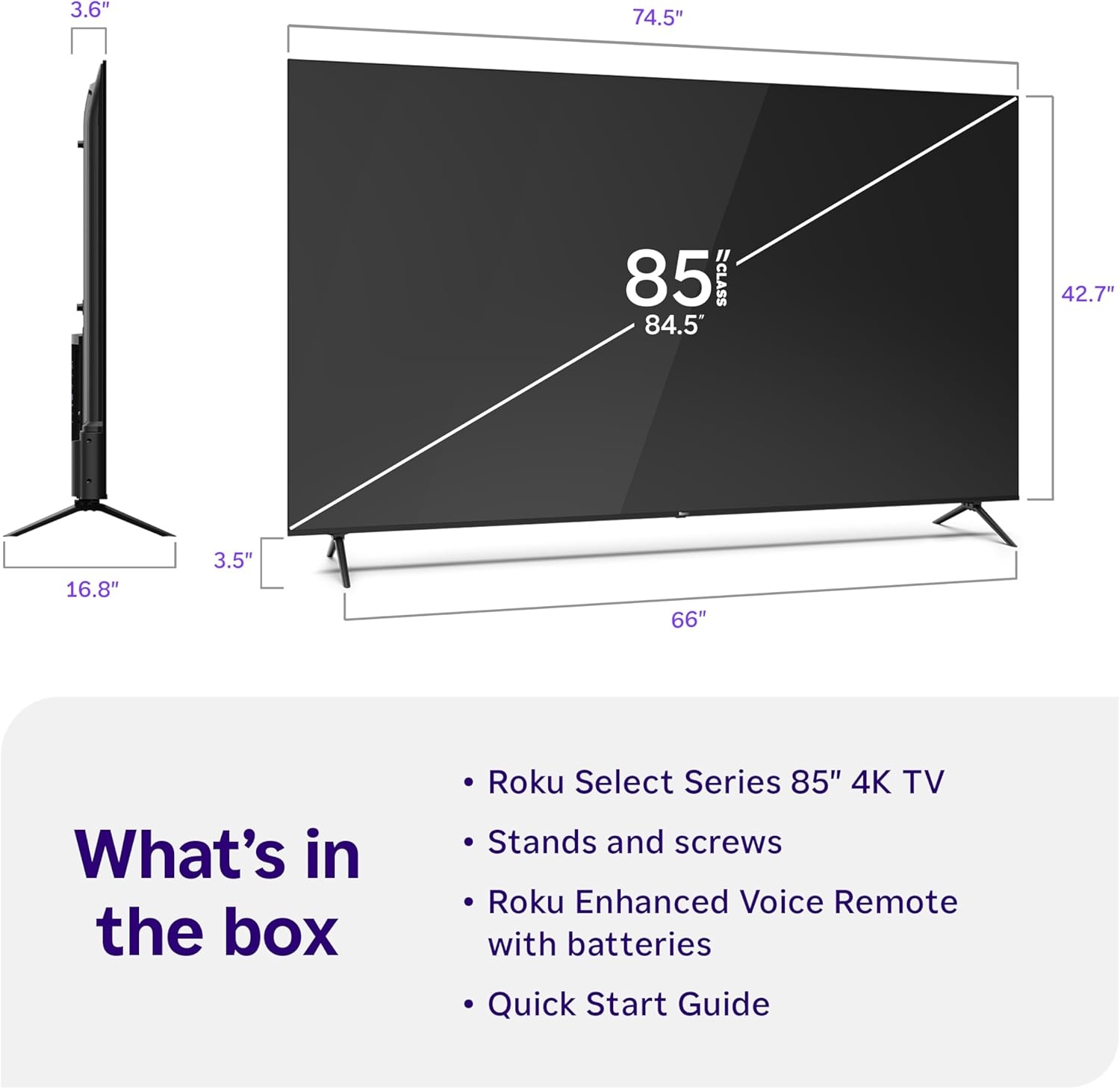image:imageRoku Smart TV 2026 85Inch Select Series 4K QLED TV Roku TV with Voice Remote Flat Screen QLED Television with WiFi for Streaming Live Local News Sports amp Movies Bluetooth Headphone Mode4K
