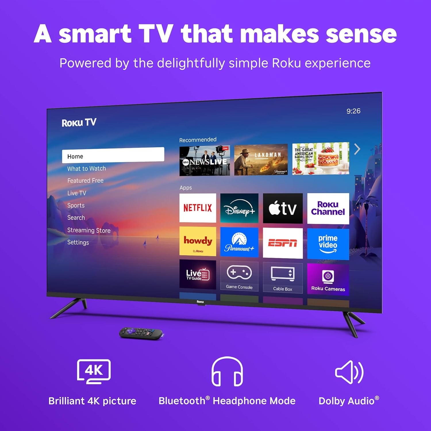 image:imageRoku Smart TV 2026 85Inch Select Series 4K QLED TV Roku TV with Voice Remote Flat Screen QLED Television with WiFi for Streaming Live Local News Sports amp Movies Bluetooth Headphone Mode4K