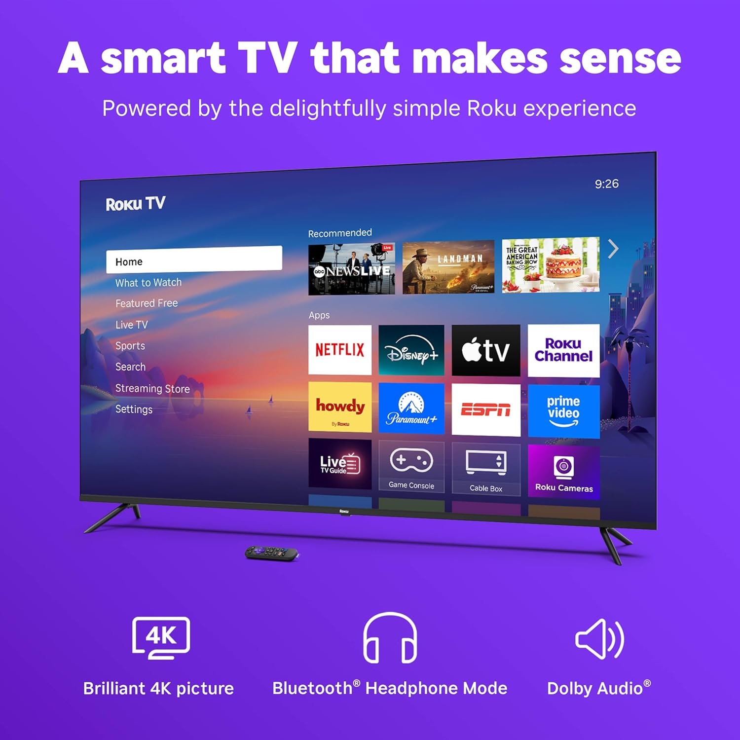image:imageRoku Smart TV 2026 85Inch Select Series 4K QLED TV Roku TV with Voice Remote Flat Screen QLED Television with WiFi for Streaming Live Local News Sports amp Movies Bluetooth Headphone Mode4K